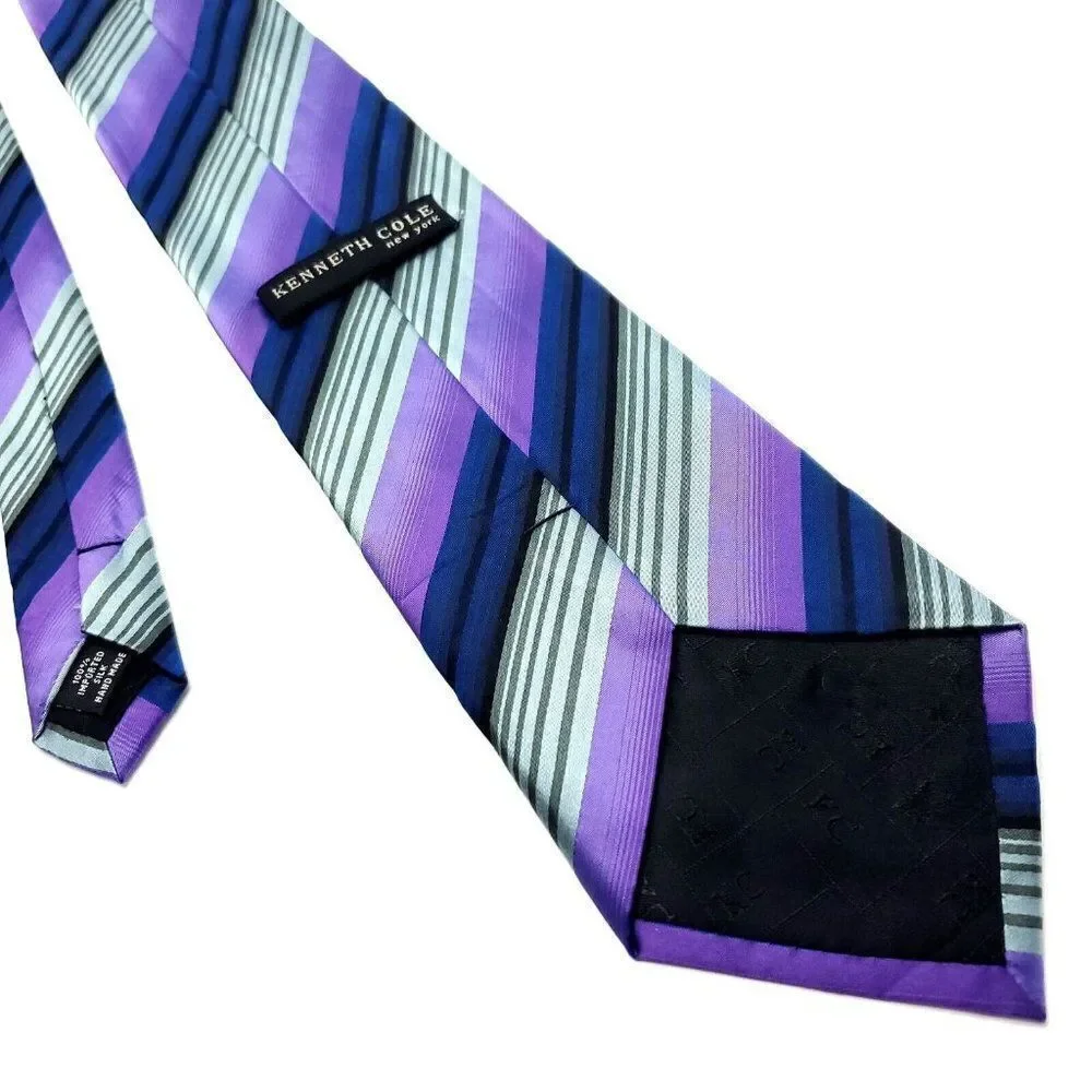 Kenneth Cole Purple‎ Silk Tie Woven Striped